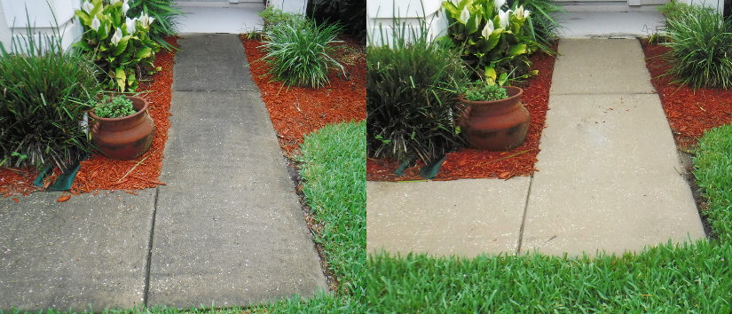 Before: Dirty concrete sidewalk